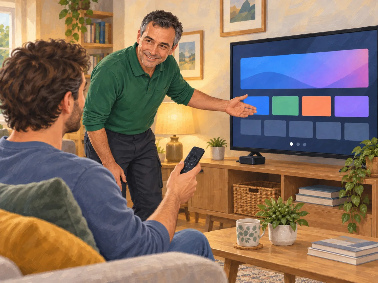 Un appareil de streaming est configuré sur un téléviseur avec un écran d’accueil générique.